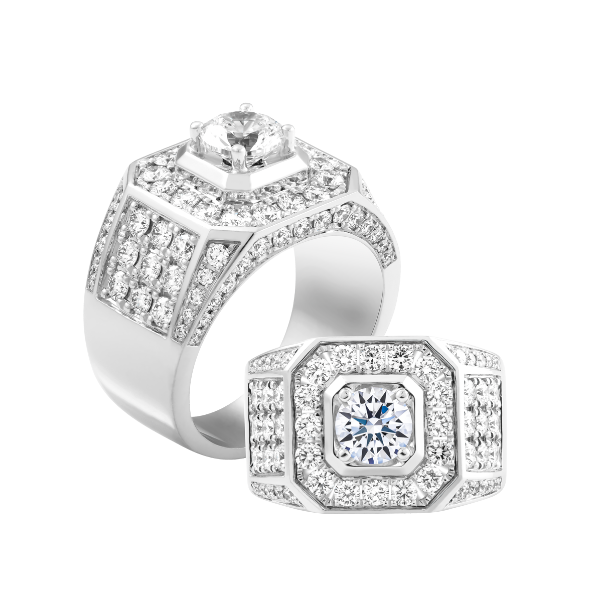 Nhẫn nam kim cương tấm vàng 14K Caddie 5C W