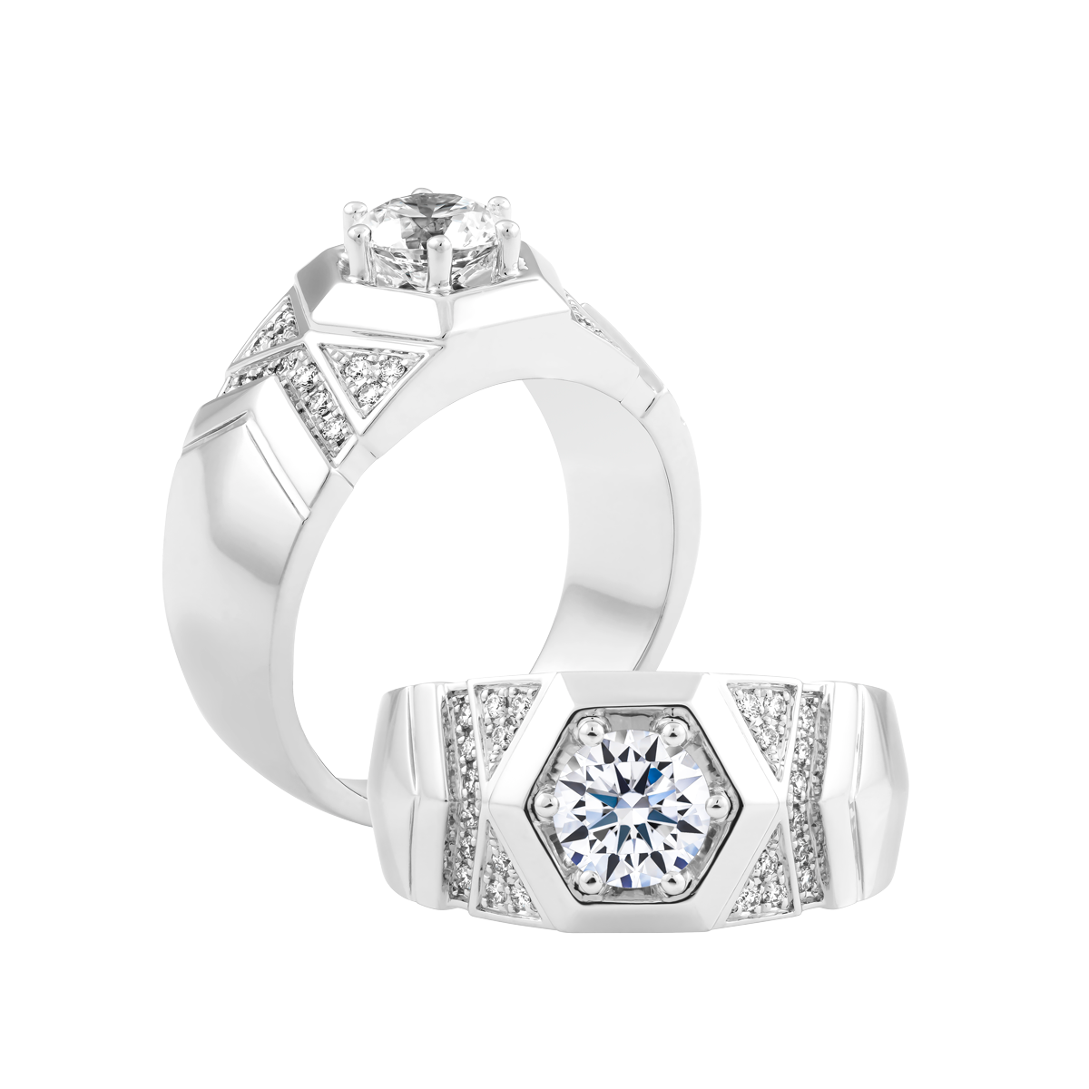 Nhẫn nam kim cương tấm vàng 14K Aventador D 5C W