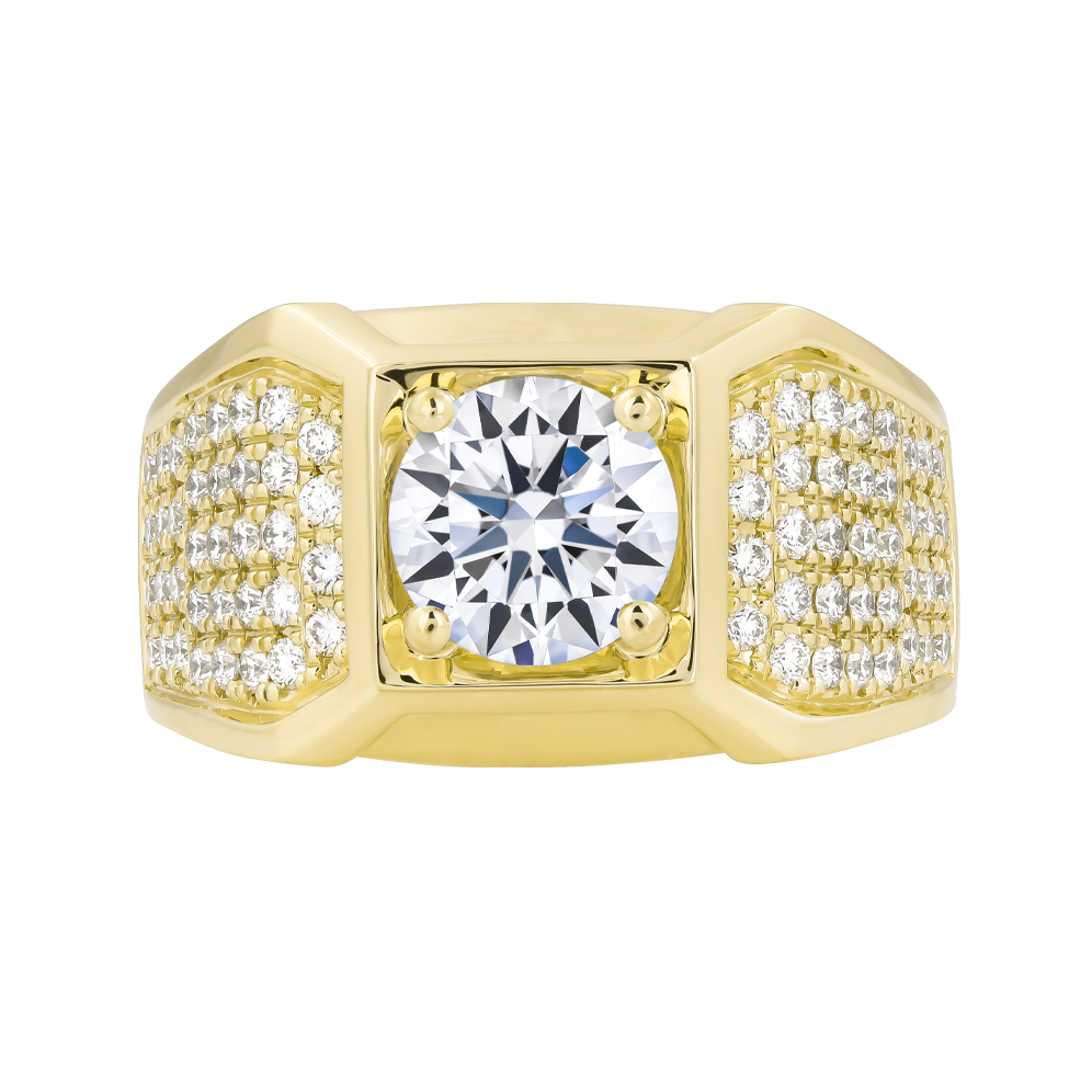 Nhẫn nam kim cương tấm vàng 14K A8 1.5CT Y